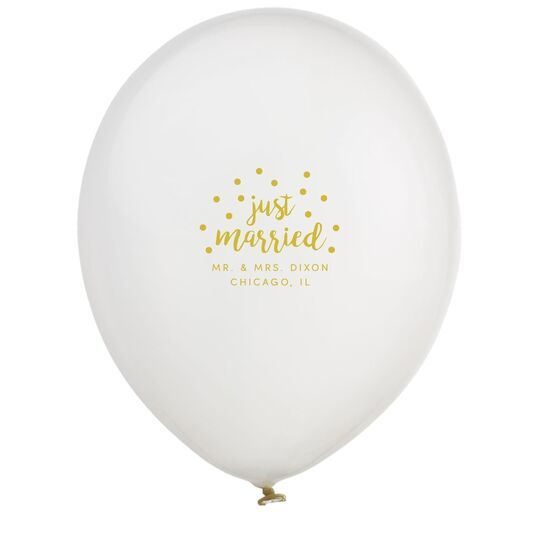 Confetti Dots Just Married Latex Balloons